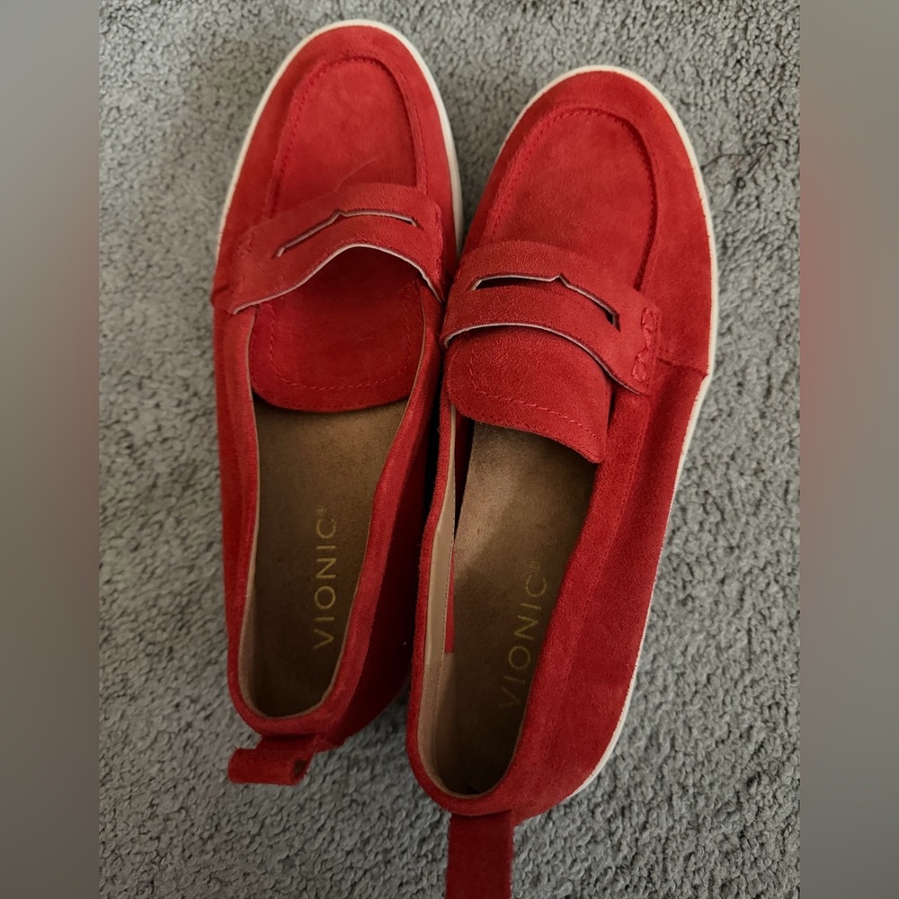 Vionic Red Suede Slip-Ons